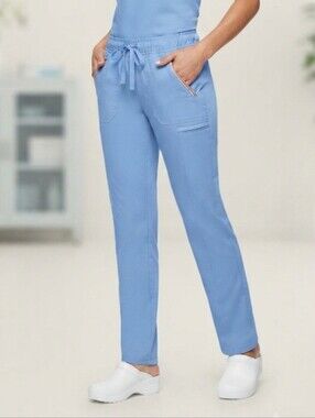 Landau Scrub Pants Elastic Drawstring Waist Zipper Side Pockets Ciel Blue TXS